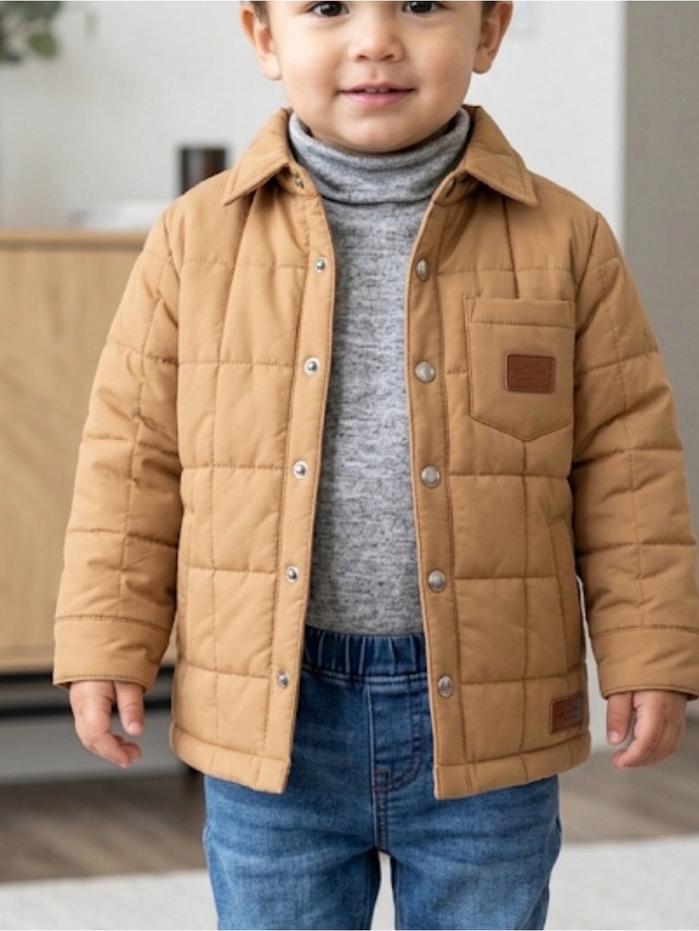 7 For All Mankind Quilted Puffer Jacket | Camel Baby Boy | 18M | NWOT